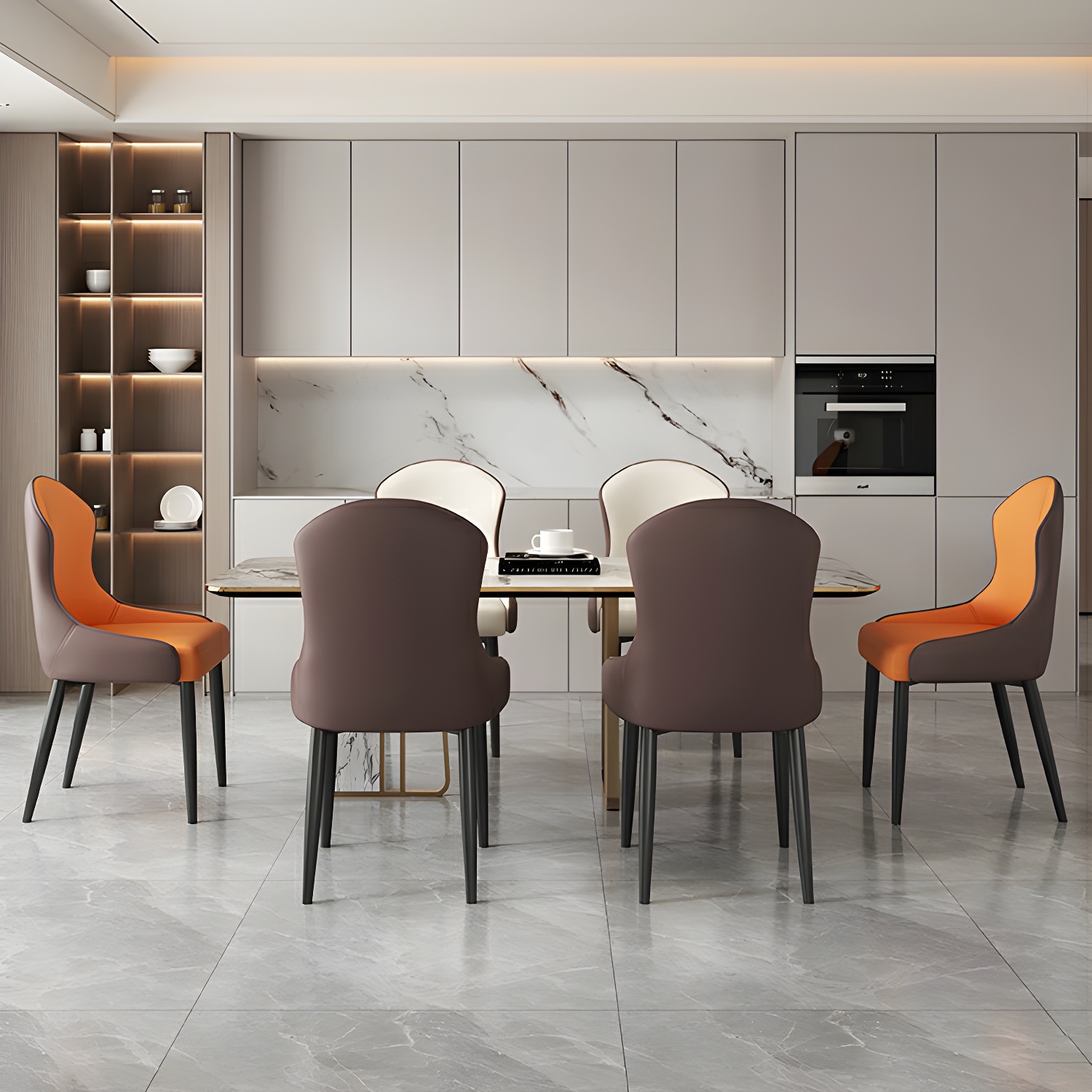 Wingback Faux Leather Side Chair with Metal Legs and Upholstered Seat for Kitchen & Dining - image 14