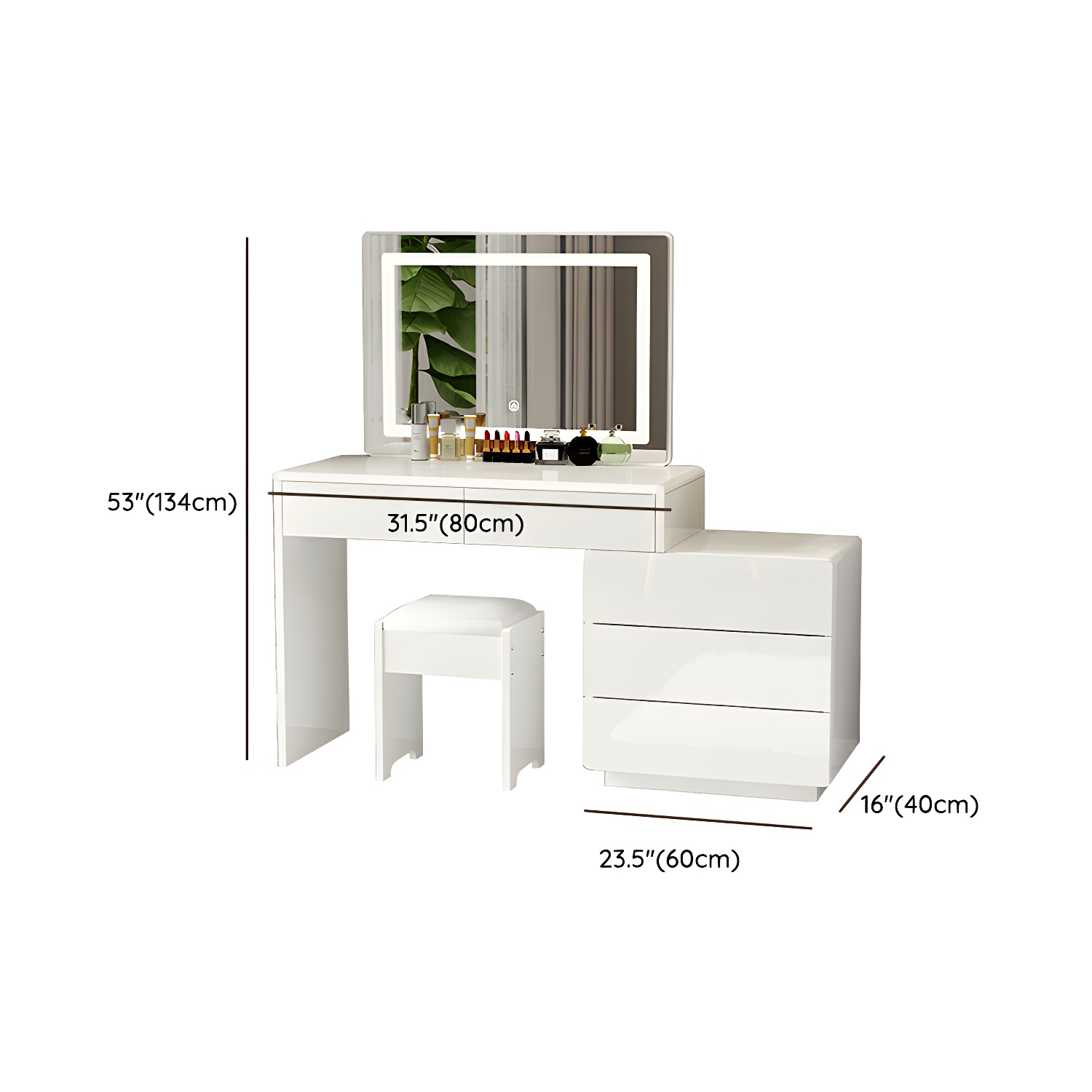 Modern 48'' White Wood Makeup Vanity & Stools with Drawers Self Close or Reserve Installation - image 12