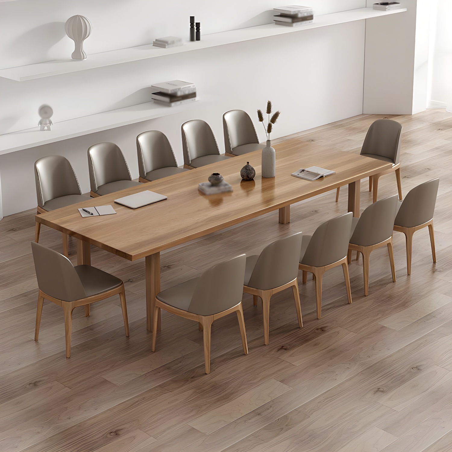 Modern Solid Wood Table for Restaurant Rectangle Brown Dining Table with 4 Legs
