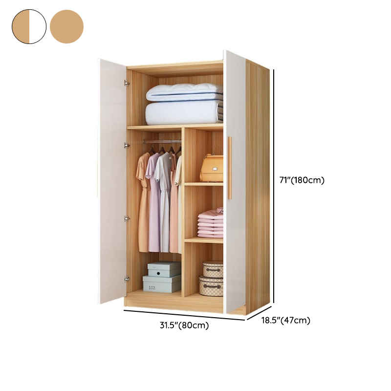 Minimalist Manufactured Wood Wardrobe Closet with Interior Shelves and Clothing Rod - image 12
