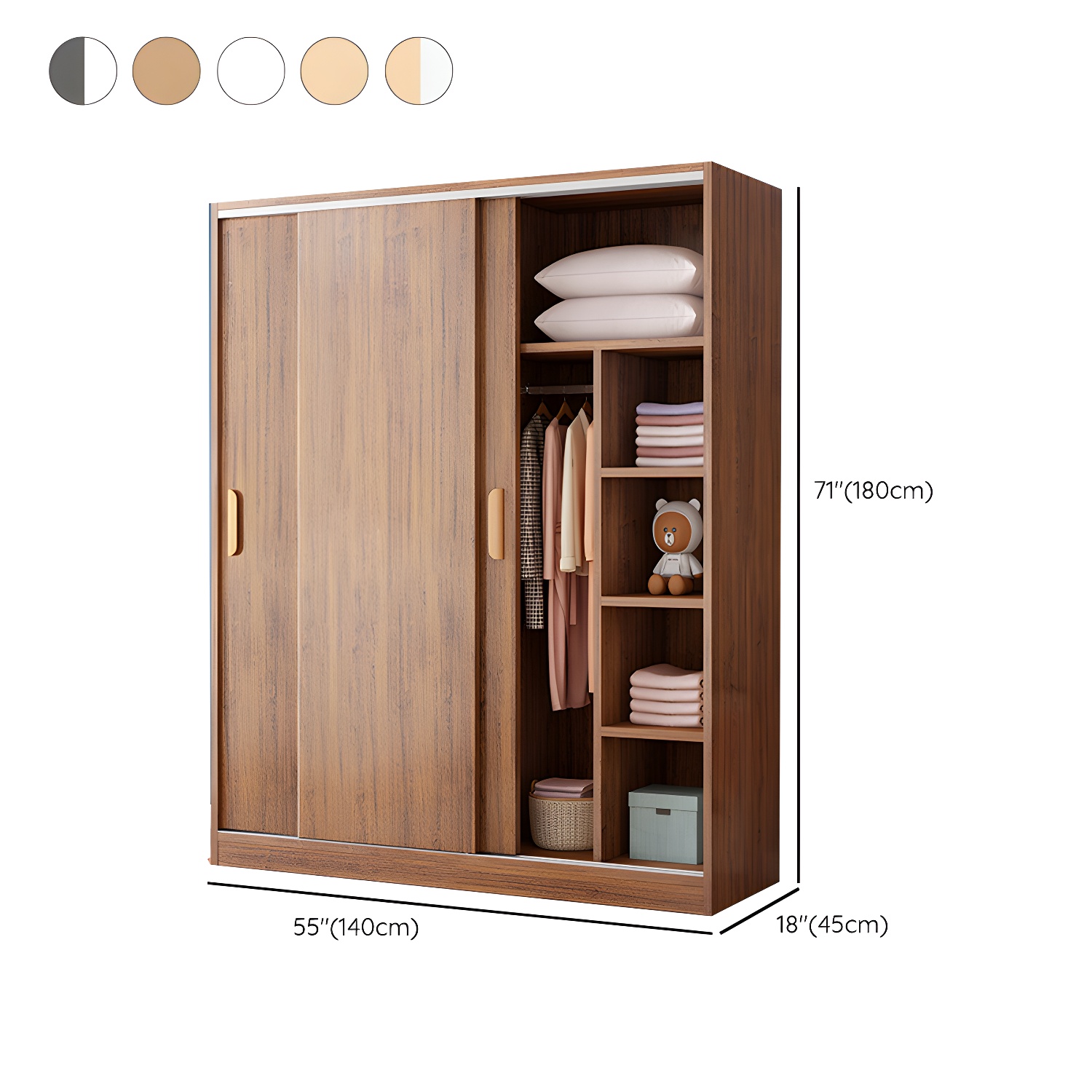 Modern Wood Wardrobe Armoire with Sliding Doors and Shelves Included - image 18