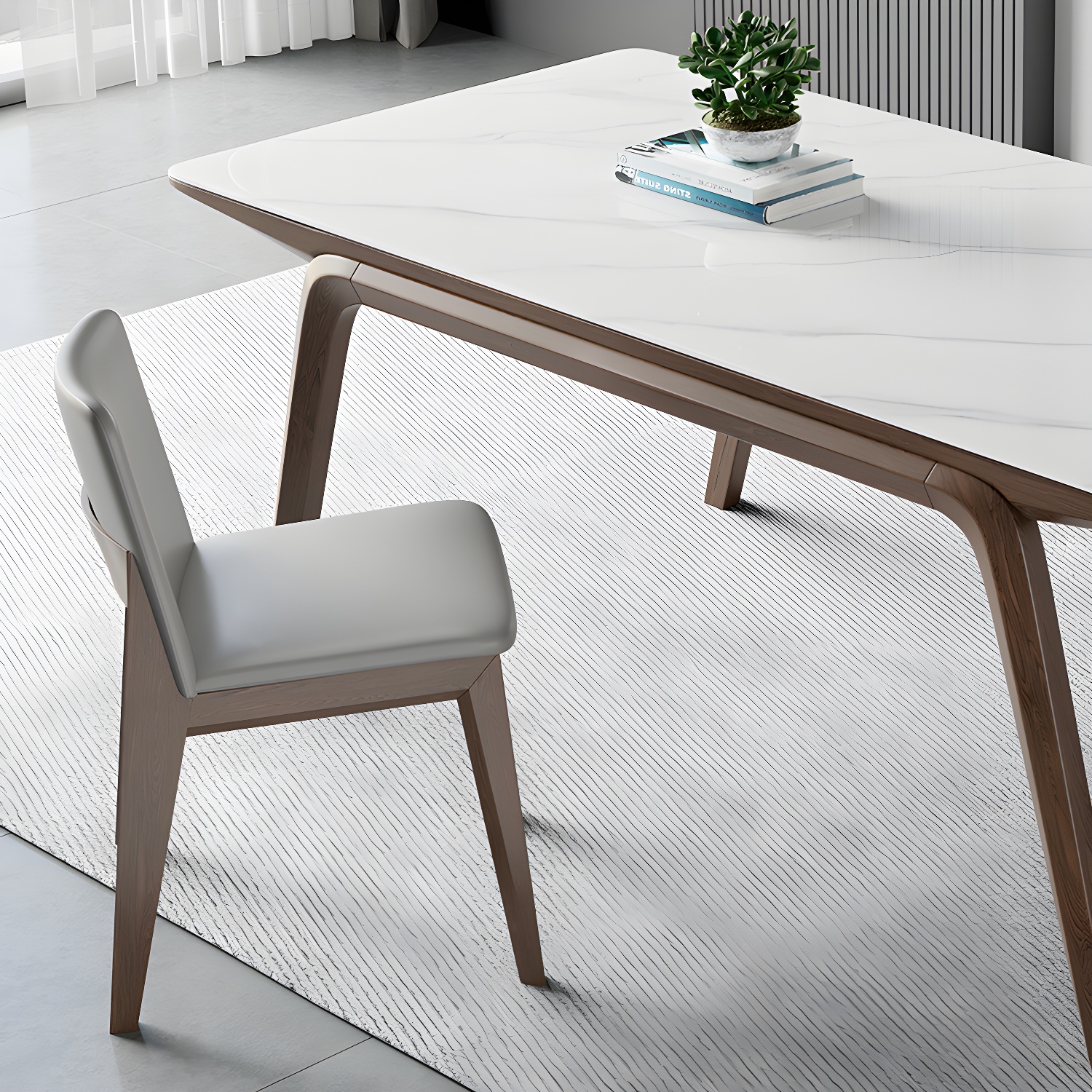 Designer Style Sintered Stone Top Dining Set Rectangle 1/3/4/5/7 Pieces Dining Table Set - image 9