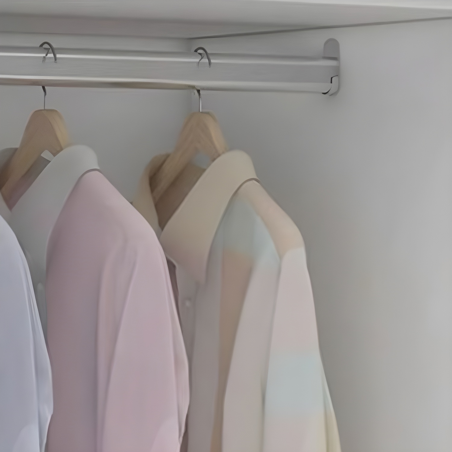 Modern White Wood Wardrobe Armoire with Clothing Rod and Sliding Cabinet Doors - image 6