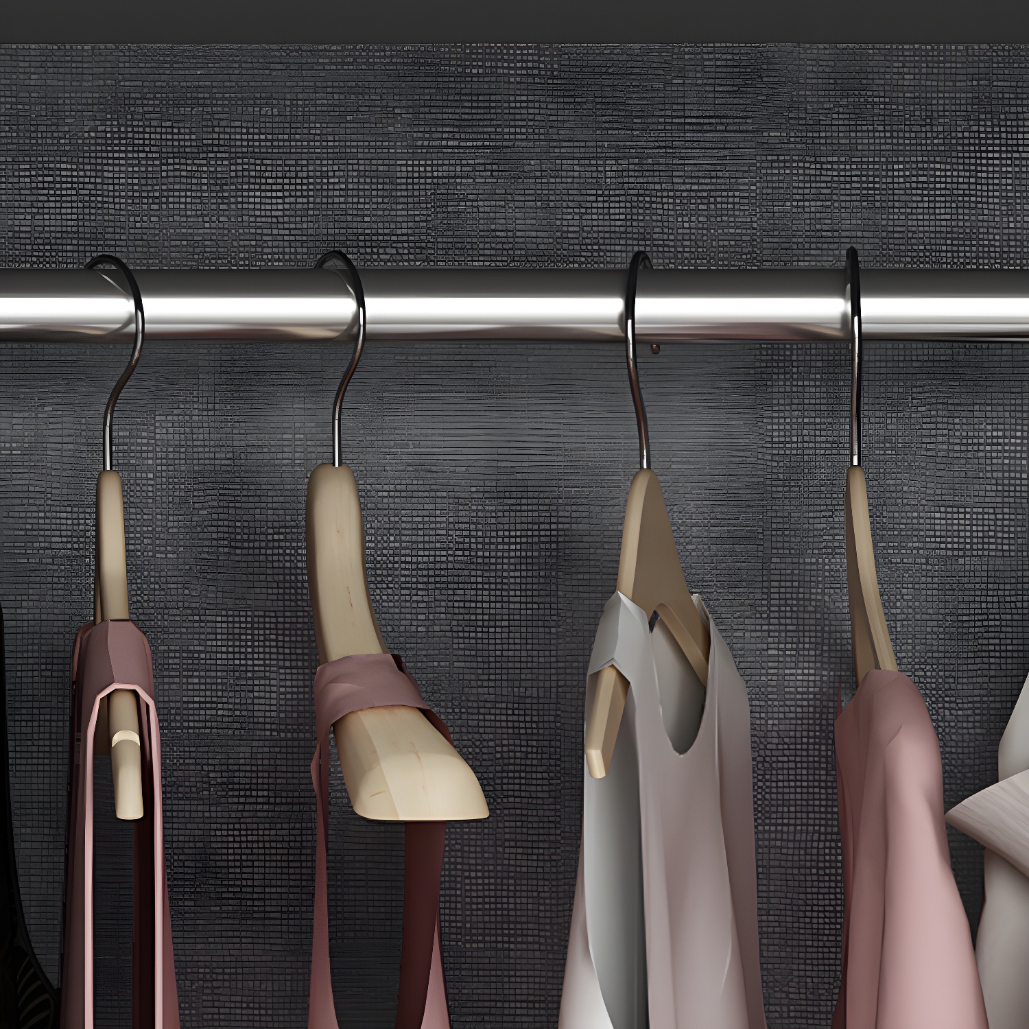 Contemporary Grey Storage Cabinet with Garment Rod Hinged Door Cabinet for Bedroom - image 13