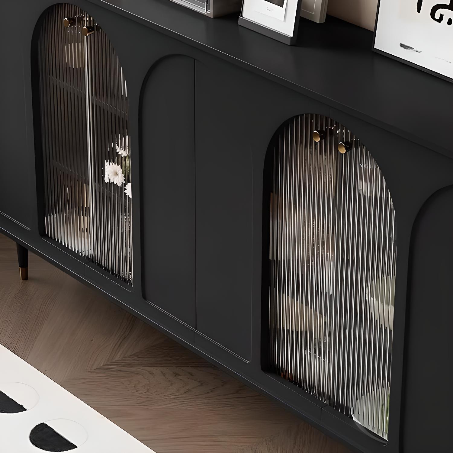 Modern Wooden Sideboard with Glass Doors and Adjustable Shelving - image 6