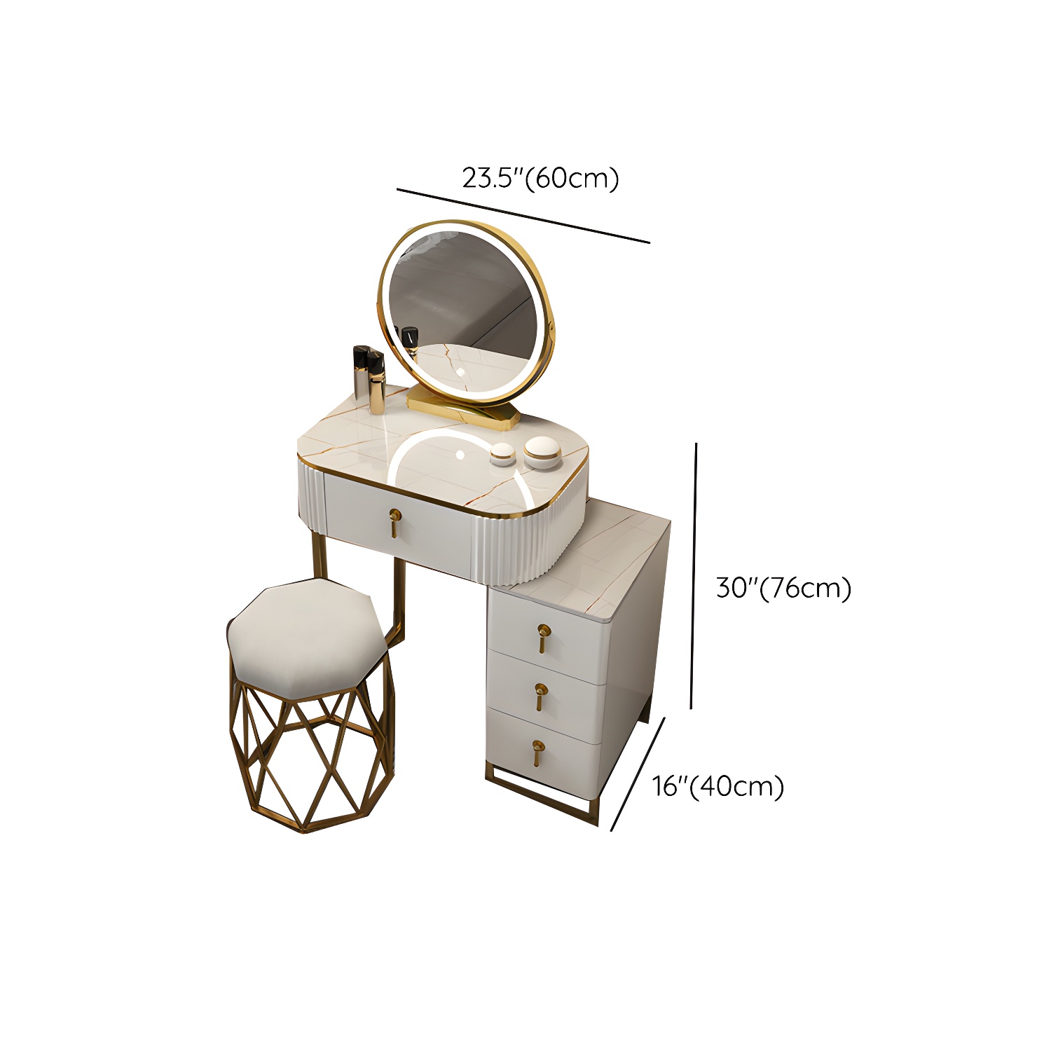 Contemporary Makeup Vanity Desk Table 29.9" H Bedroom Makeup Counter - image 35