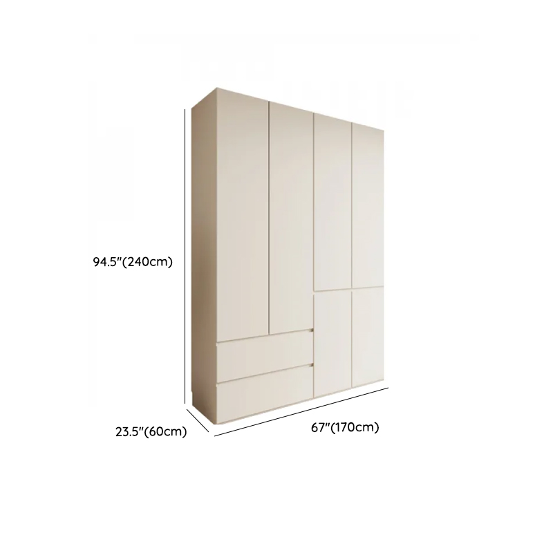 White Minimalist Manufactured Wood Independent Wardrobe Closet with Soft Close Drawer, Soft Close Door, and Interior Shelves - image 20