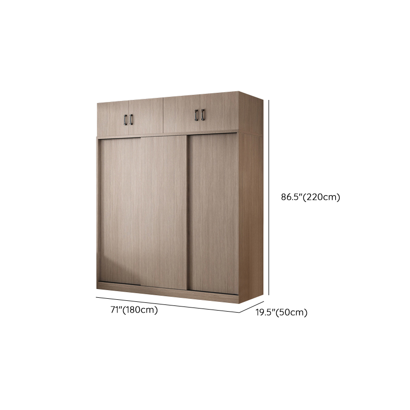 Sleek Natural Finish Modern Wooden Standalone Wardrobe Closet with Soft Close Features and Hanging Rod - image 22