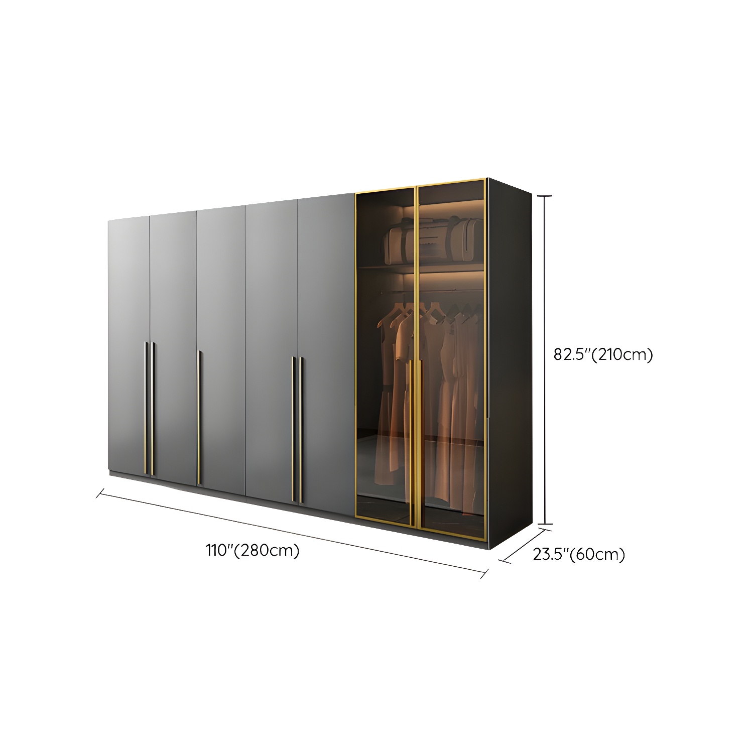Modern Black Wood Wardrobe Armoire with Soft-Close Drawers & Clothing Rod - image 17