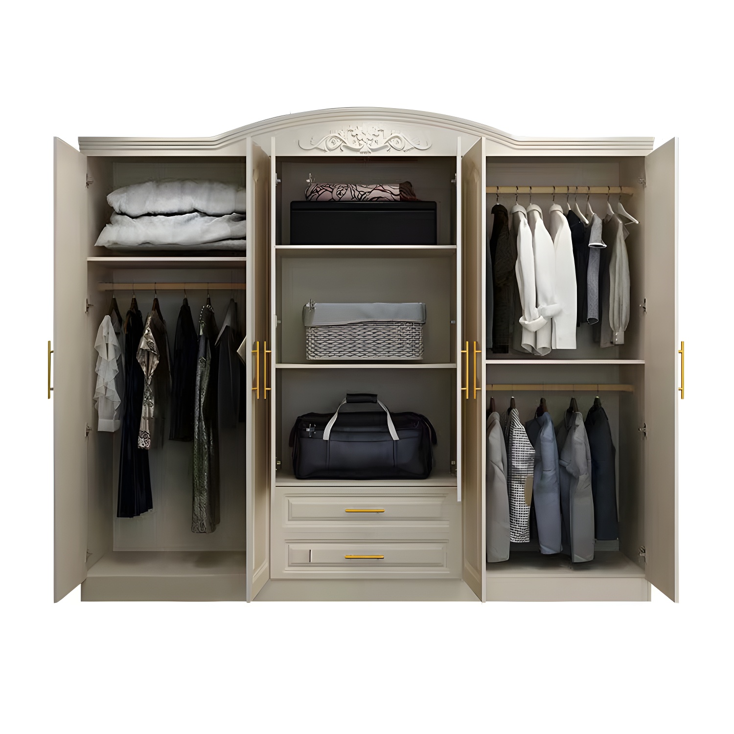 French Country Wardrobe Armoire Engineered Wood Wardrobe with Solid Wood Clothing Rod - image 10