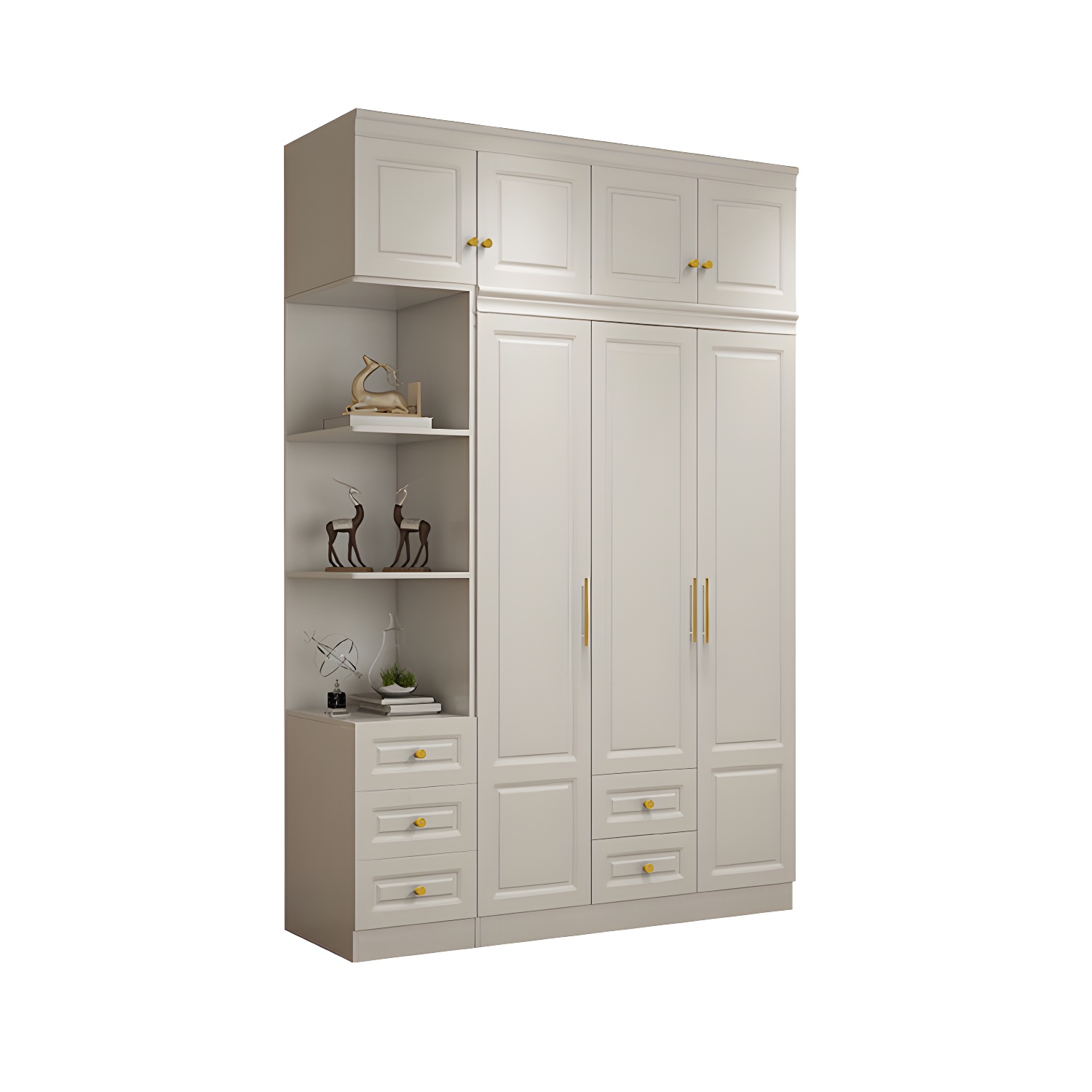 Manufactured Wood White Wardrobe for Home Modern Cabinet with Drawers - image 5