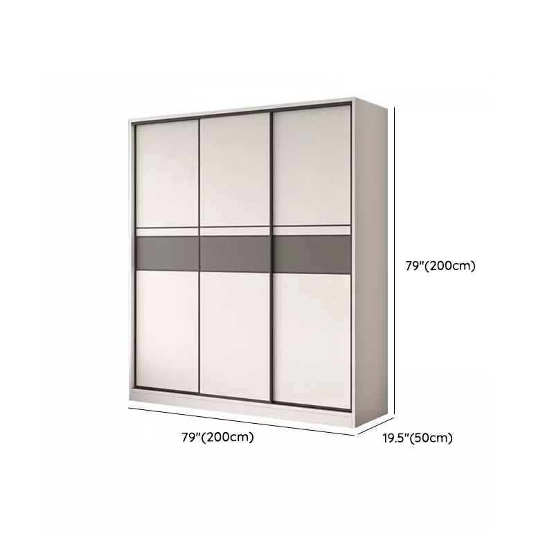 White Minimalist Manufactured Wood Independent Wardrobe Closet with Soft Close Door, Interior Shelves, and Slipping Mechanism - image 11