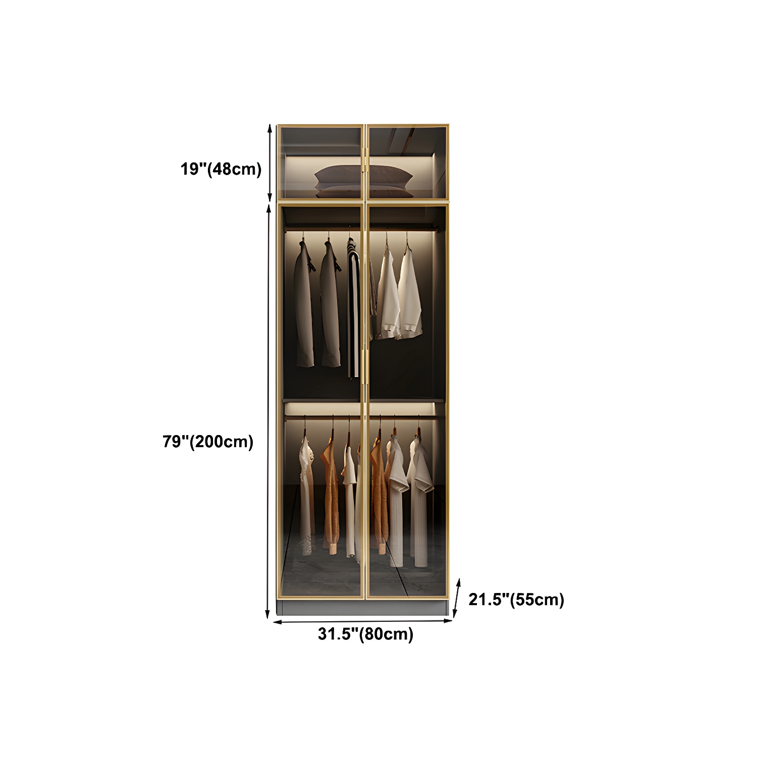 Glass and Wood Wardrobe Armoire Contemporary Wardrobe Closet - image 20