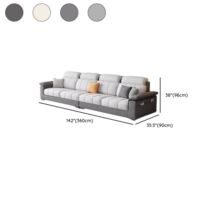 Straight Scratch-repellent Sofa with Side Pocket and Horizontal Flared Arm, Includes 1 Ottoman - image 16