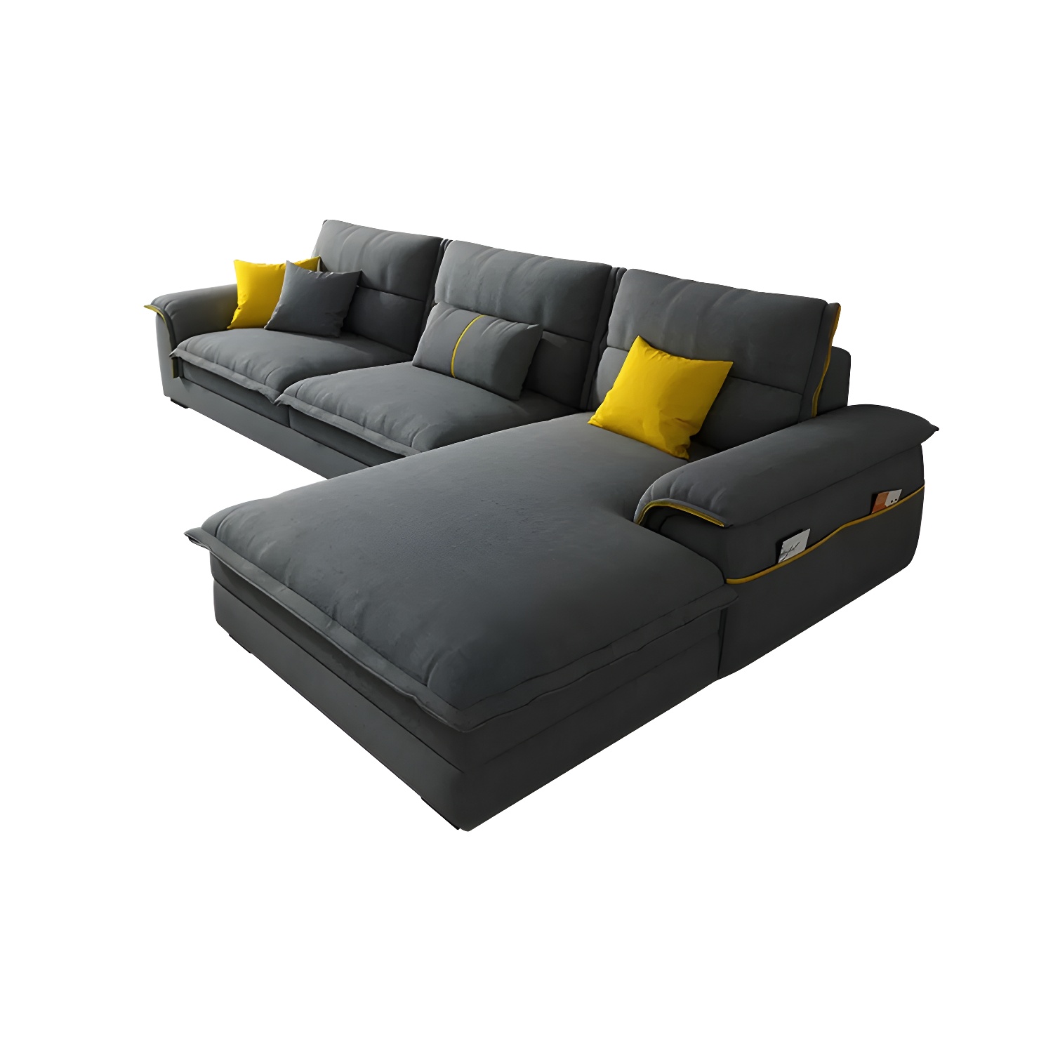 Modern Gray Cotton and Linen Sectional Sofa with Wood Frame and Storage Included - image 13