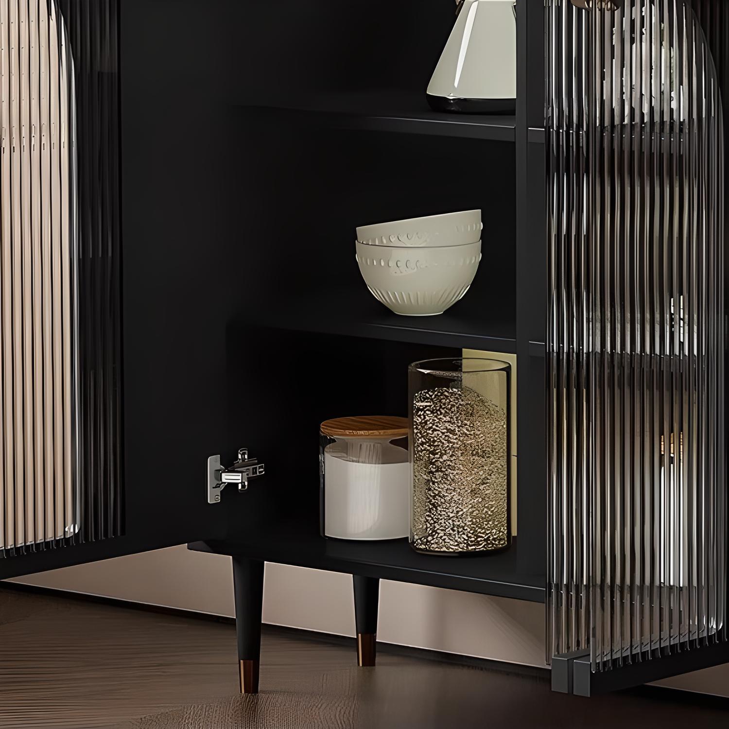 Modern Wooden Sideboard with Glass Doors and Adjustable Shelving - image 5