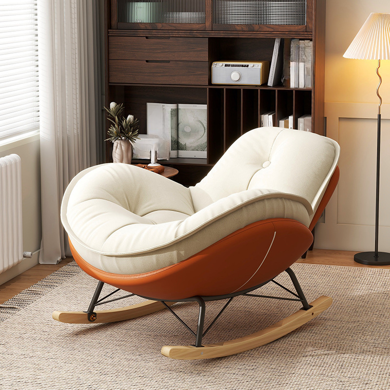 Modern Butter Color/Grey/Auburn Upholstered Padded Rocking Seat with Flared Arm, Scratch-repellent - image 4