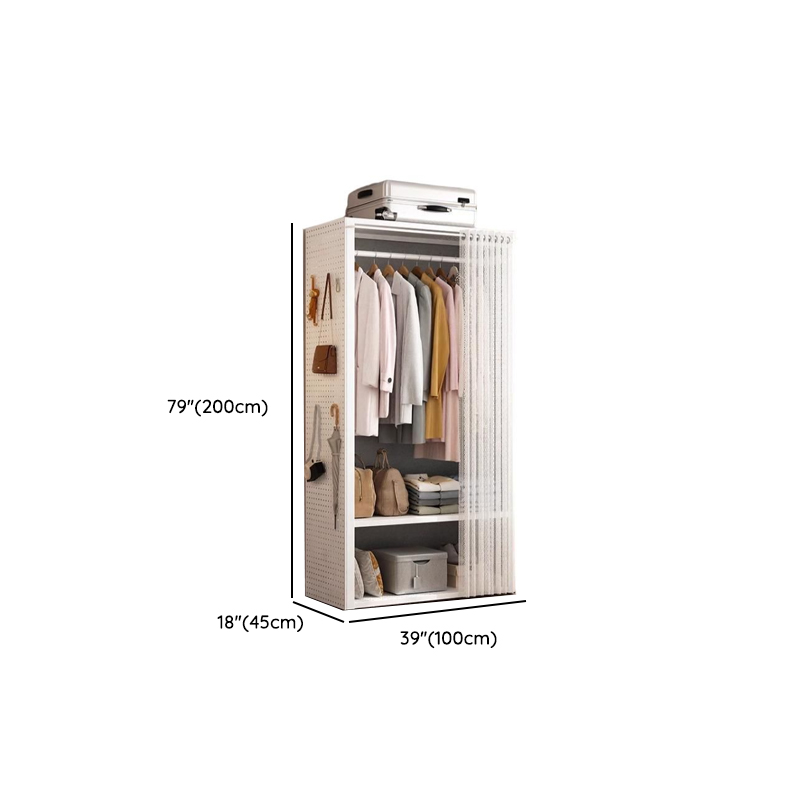 Chalk Modish Alloy Wardrobe Closet with Interior Shelves and Clothing Rod - image 16