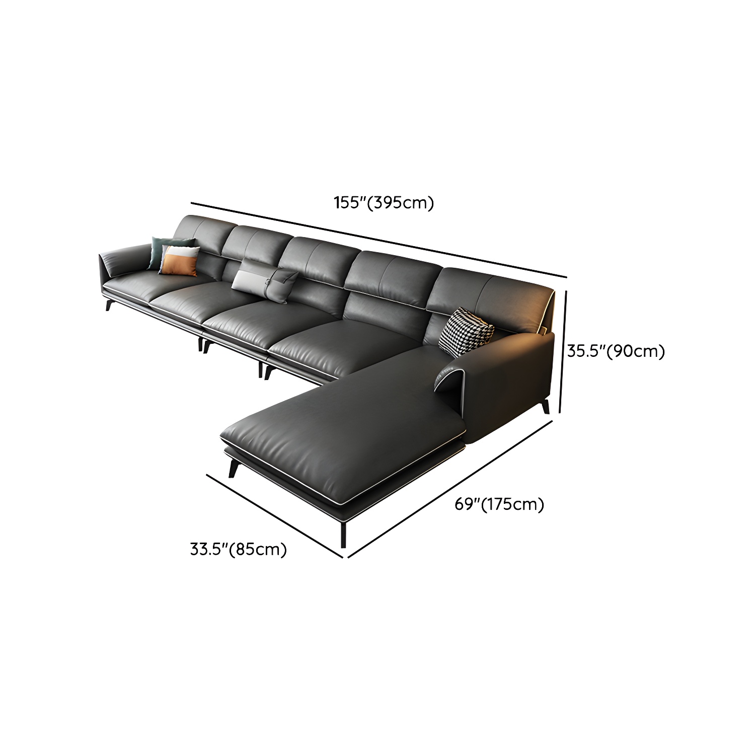 Modern Gray Stationary Sectional Sofa with Wood Frame and Pillow Top Arm - image 20