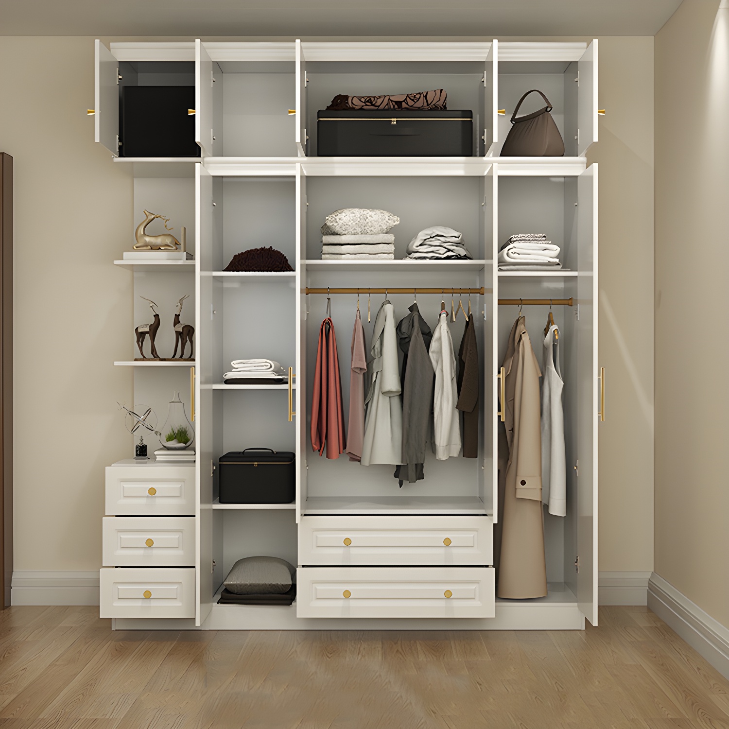 Modern Style Wooden Wardrobe White Colour Soft Close Drawer Wardrobe Closet - image 9