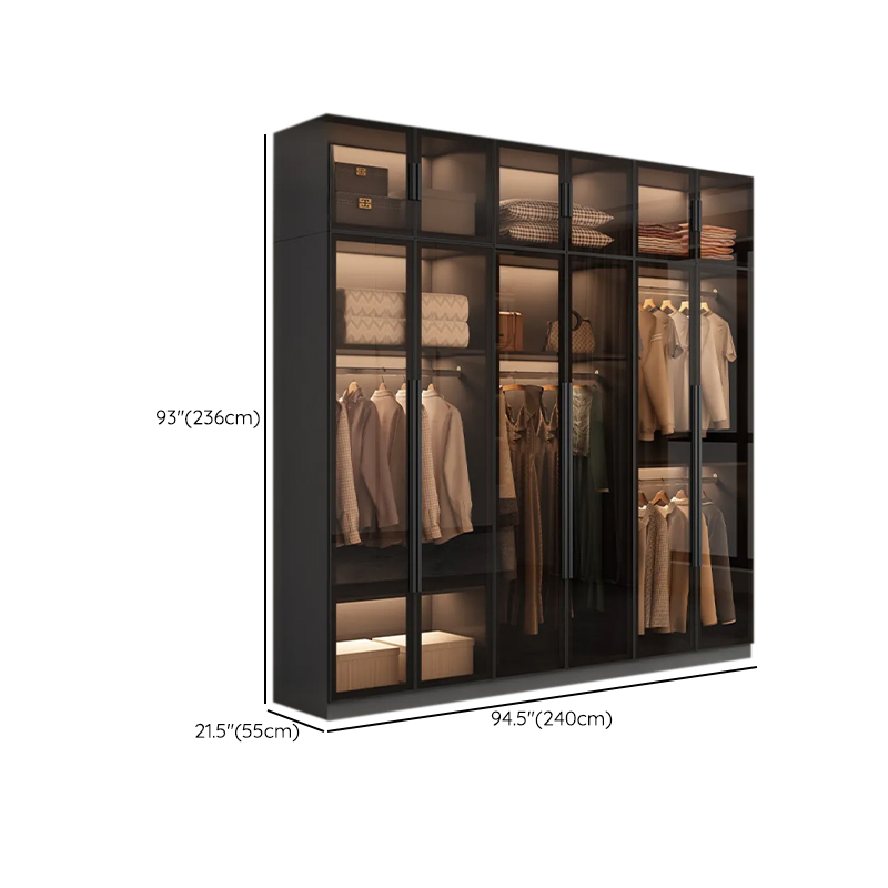 Ink-Colored Manufactured Wood Detached Wardrobe Closet with Soft Close Drawer, Door, Interior Shelves, and Clothing Rod - image 19