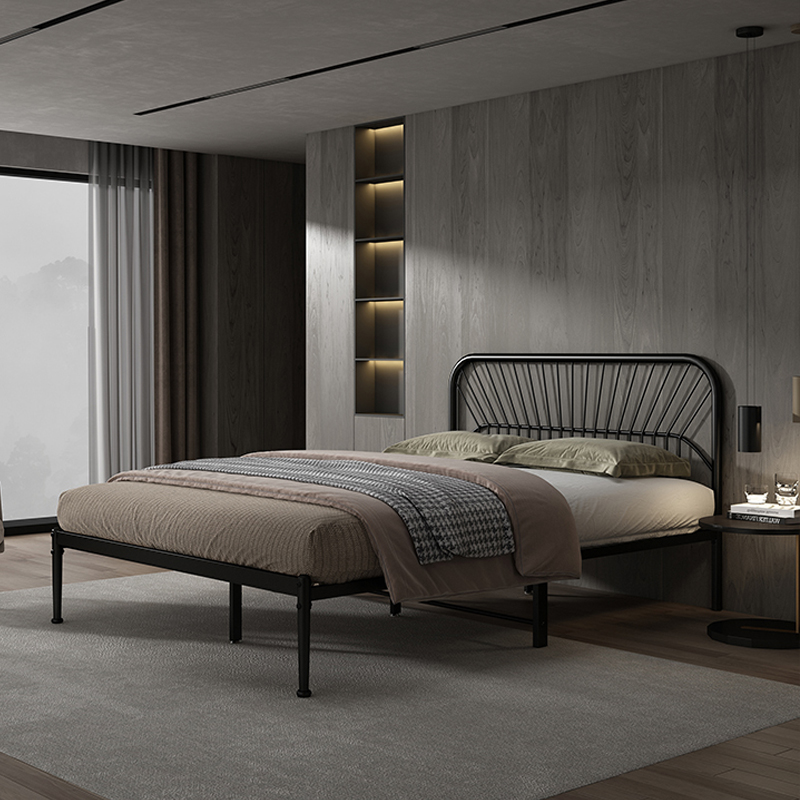 Modern Style Metal Frame Storage Panel Bed with Rectangular Headboard Shape - image 4