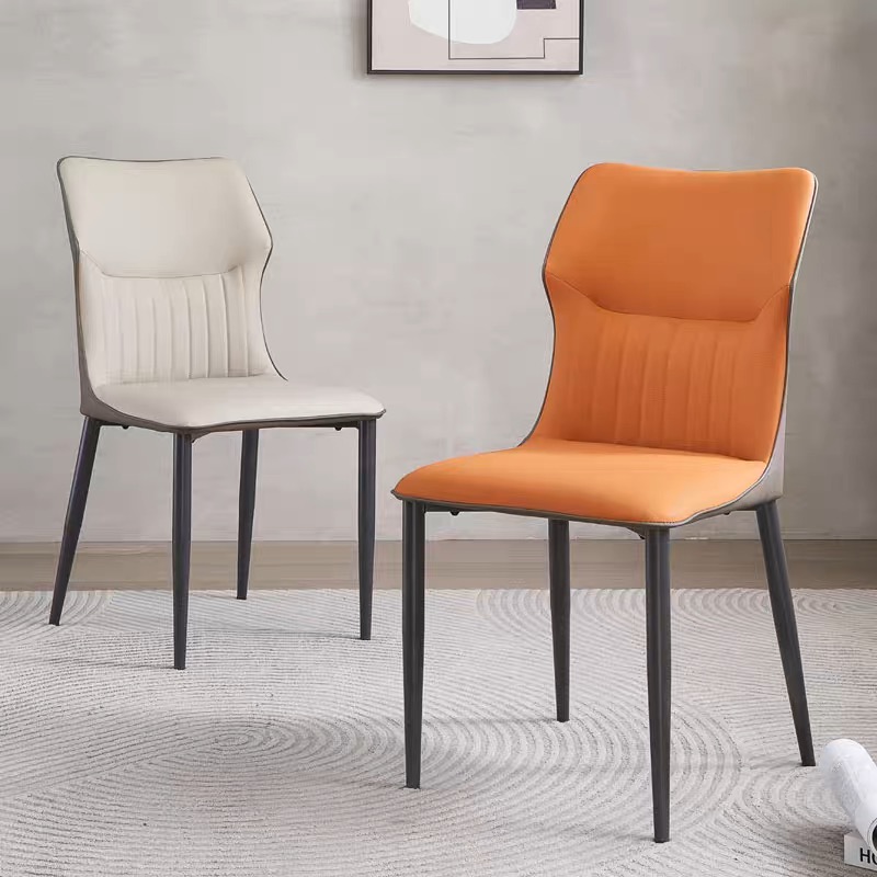 Minimalist Side Chair with Closed Back, Padded Upholstery, and Ink Metal Legs - image 6