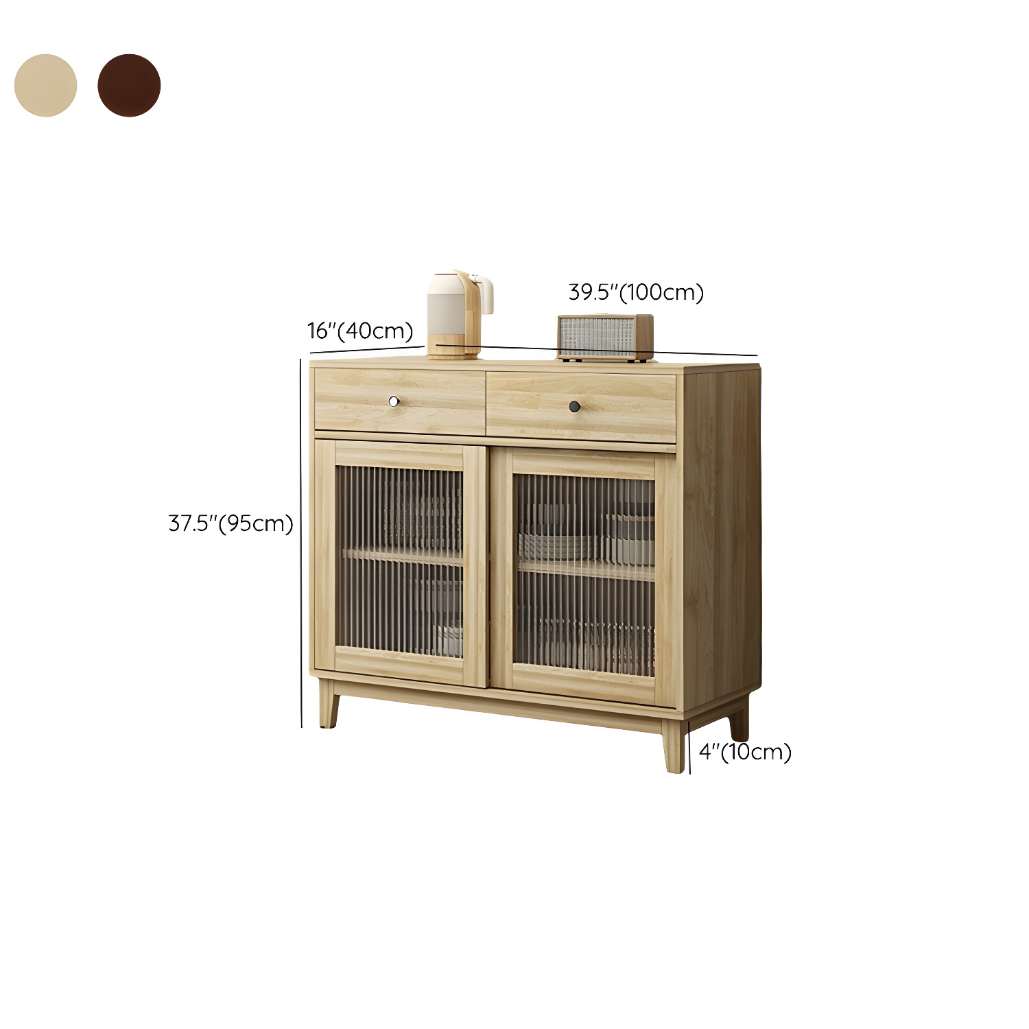 Contemporary Wood Buffet with Glass Doors and 3 Storage Drawers - image 12