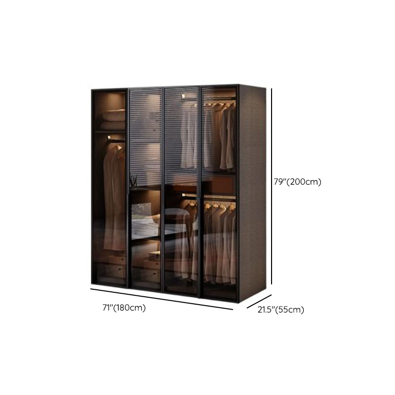 Chestnut Contemporary Lumber Cabinet Armoire with Soft Close Drawer, Soft Close Door, Interior Shelves, and Hanging Rod - image 11