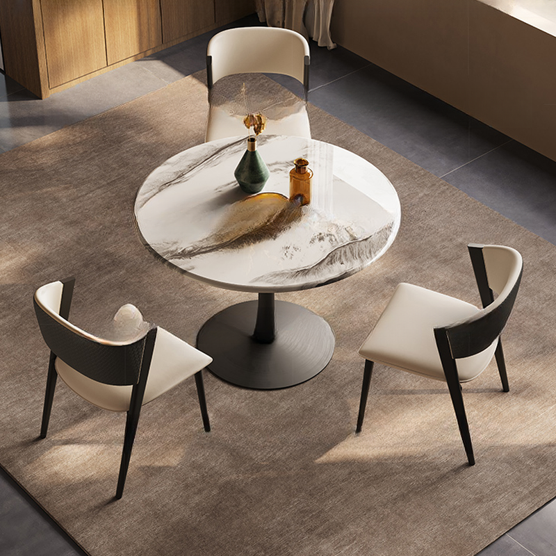 Art Deco Multi-Color Rounded Dining Table with Stone Top, Scratch-immune, Standard Height, Seats 2 - image 5