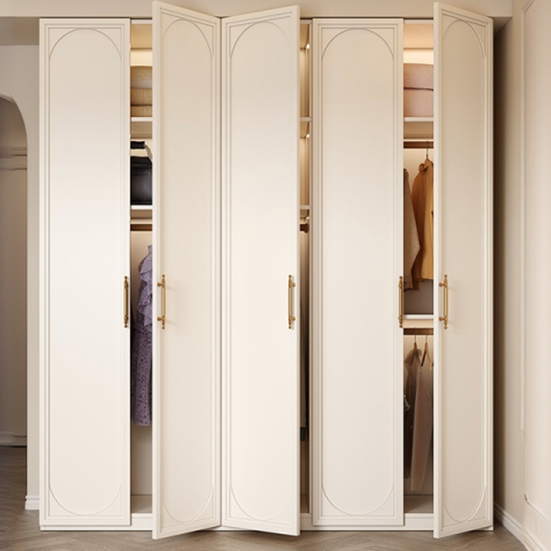 White Minimalist Laminate Wardrobe Closet with Compartments, Soft Close Door, Interior Shelves, and Clothing Rod - image 3