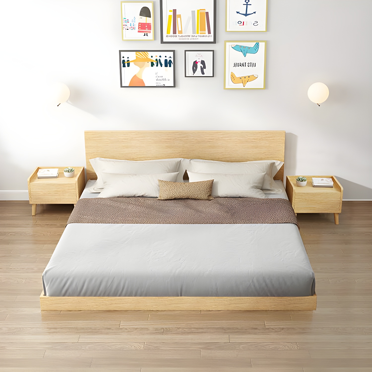 Solid Wood Platform Bed Mid-Century Modern Platform Bed Frame Mattress Included - image 9