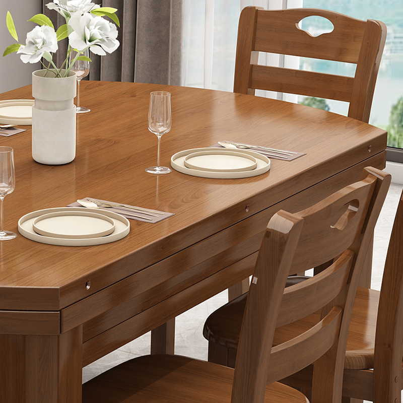 Oval Rubberwood Dining Table Set, Seats 6, Copper/Natural Finish - image 4