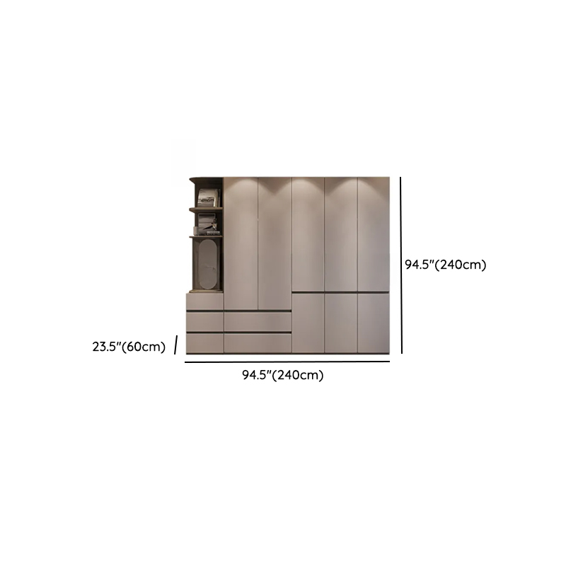 Sand Minimalist Laminate Cabinet Armoire with Soft Close Drawer, Soft Close Door, Interior Shelves, and Clothing Rod - image 19