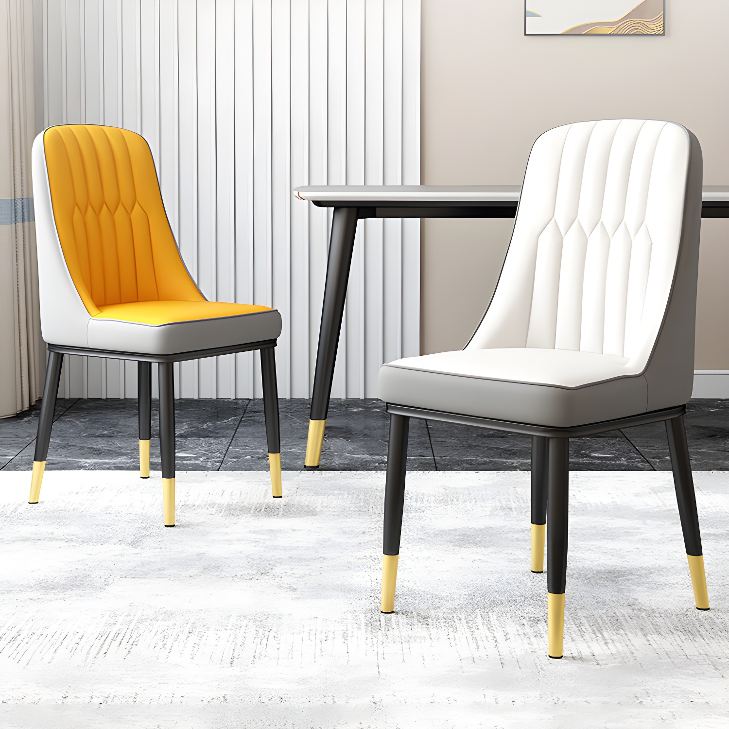 Glam Parsons Dining Side Chair Leather Indoor Dining Chair with Metal Legs - image 23
