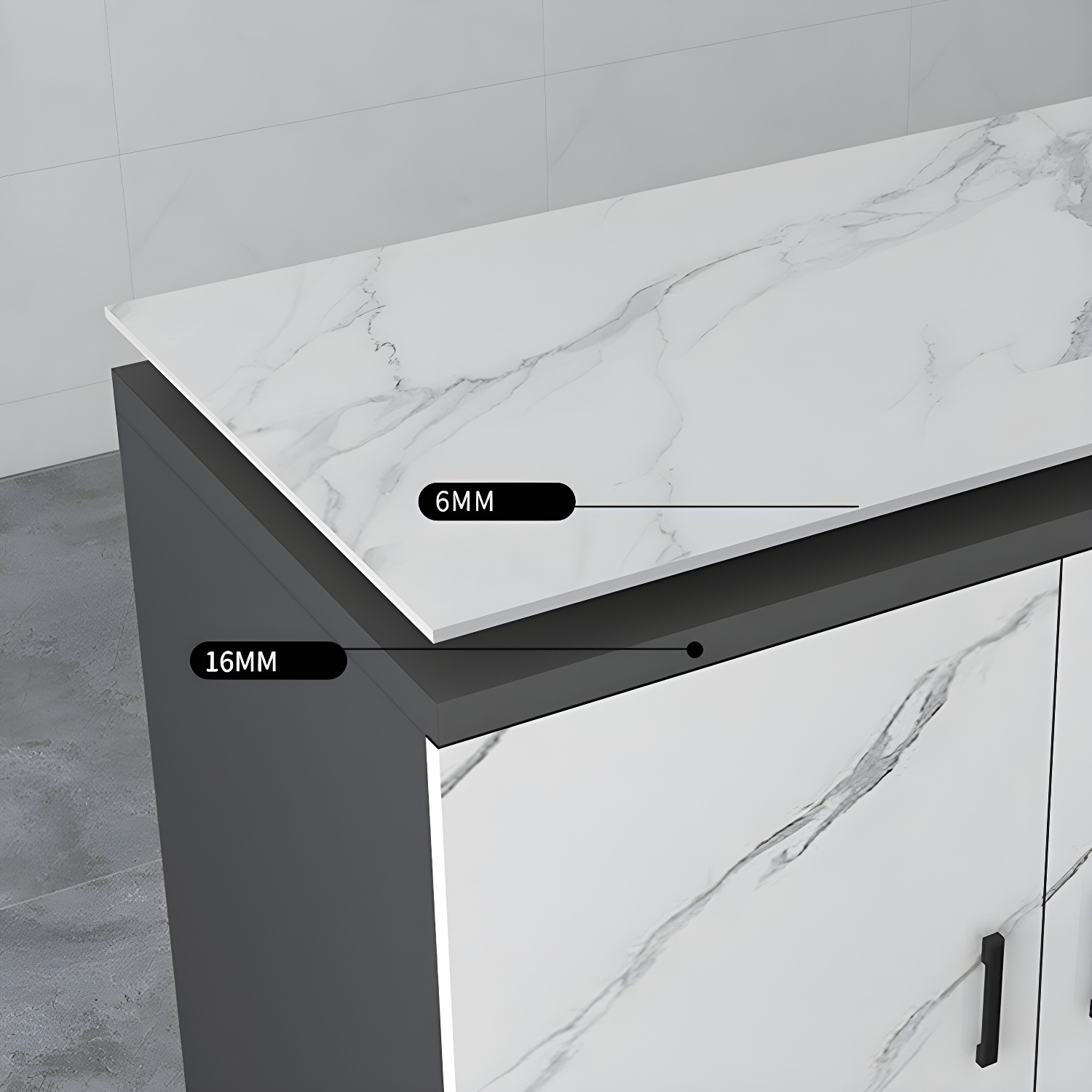 White Modern Wood Server with Stone Countertop and Cabinet Included - image 7