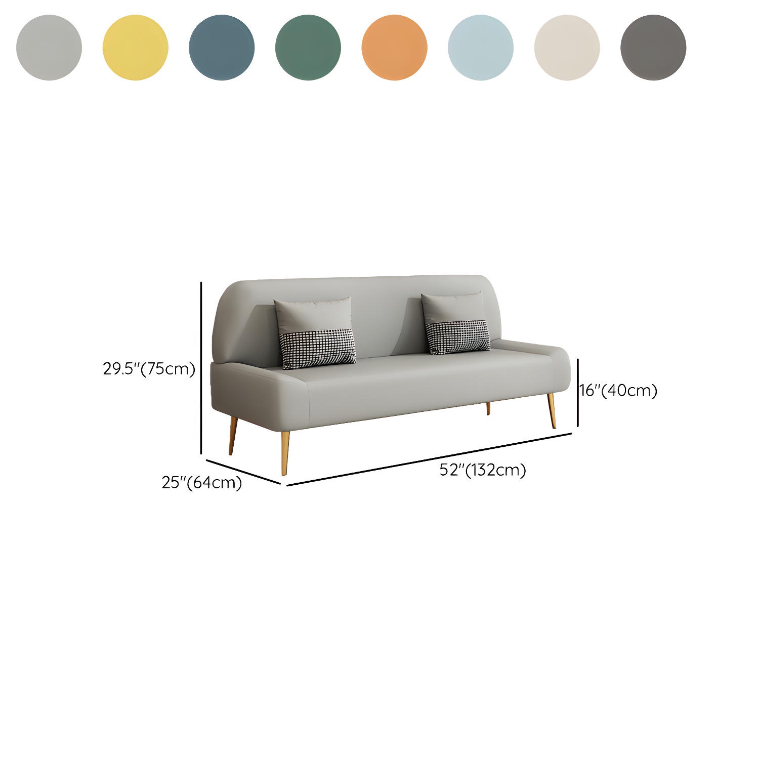 Scandinavian Faux Leather Small Size Sofa with Armless Design in Solid Color - image 20