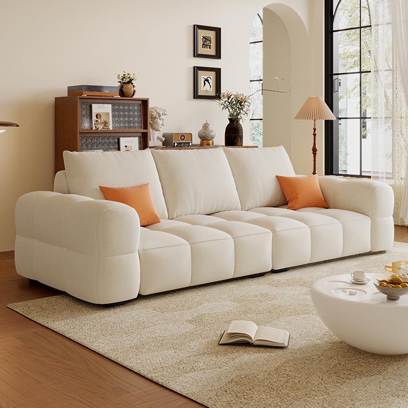 Contemporary Solid Color Tear Resistant Standard Sofa in Light Gray/Ivory/Coffee for 5/4 with 2 Pillows - image 8