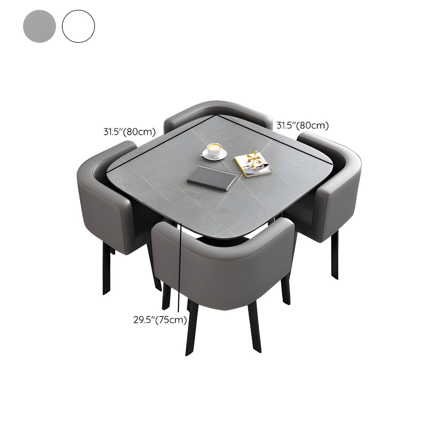 5 Piece Square Shape Sintered Stone Top Dining Room Table Set - image 12