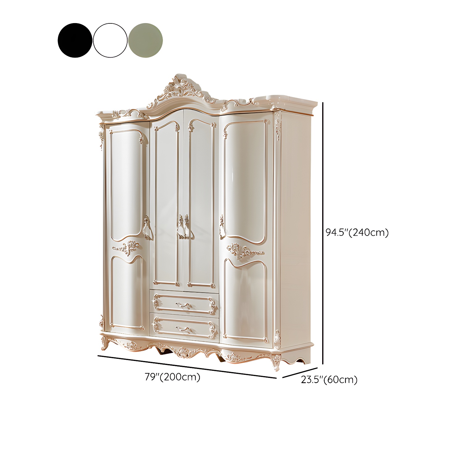 French Country Wardrobe Armoire Wood Wardrobe Cabinet for Bedroom - image 7