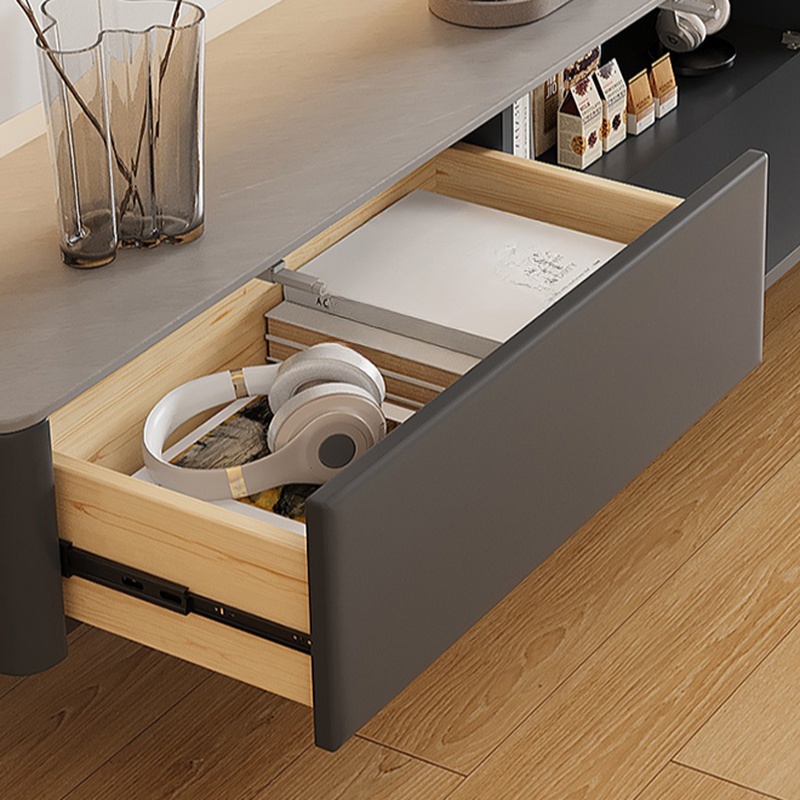Art Deco Stone Rectangular TV Stand with 2 Drawers and 2 Cabinets Featuring Cable Management - image 8