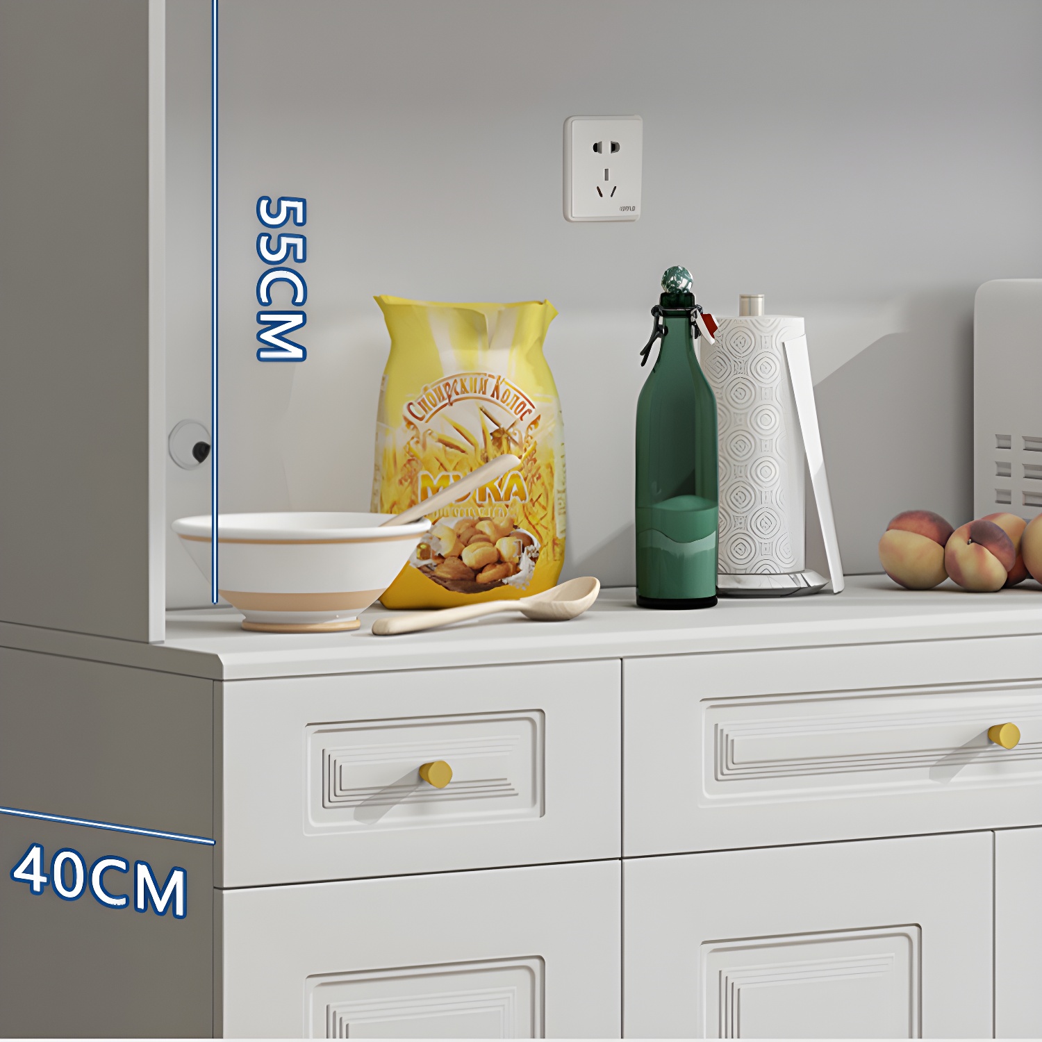 Glam White Wood Sideboard with Storage Cabinets and Included Adjustable Shelving - image 7