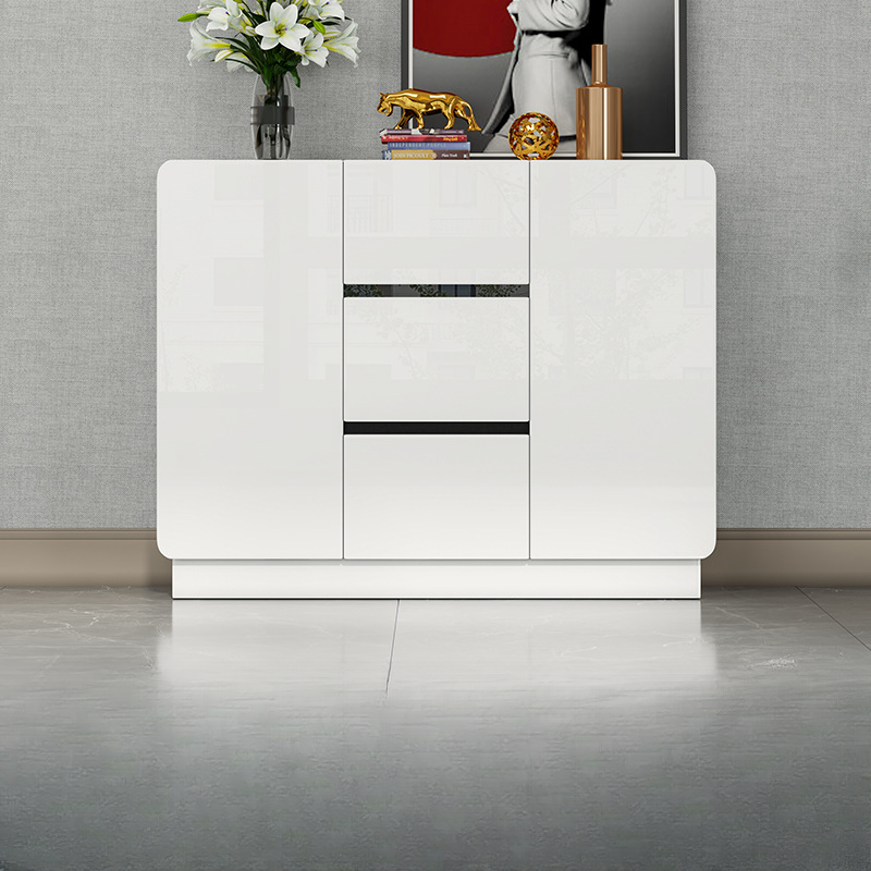 White Trendy Kitchen Storage with 3 Drawers, Standard/Narrow Size, Lumber Countertop, Variable Shelf, and Multiple Doors Options - image 6