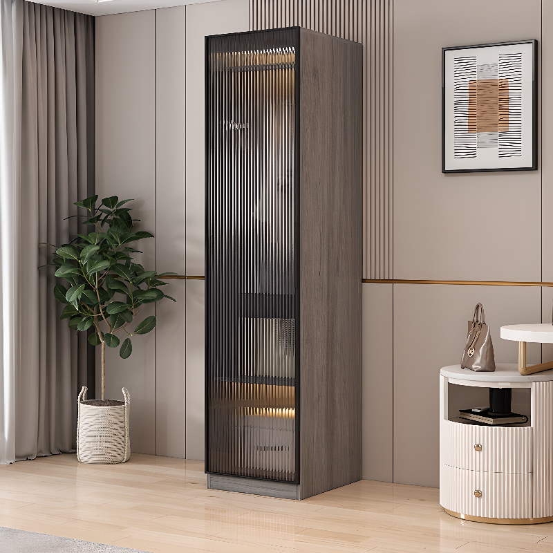 Trendy Vitreous Unfixed Wardrobe Armoire with Soft Close Door, Interior Shelves, Clothing Rod, and Articulated Mechanism - image 5