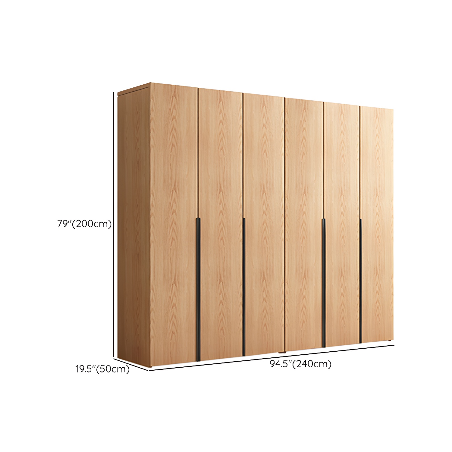 Contemporary Freestanding Natural Wardrobe Oak Solid Wood Wardrobe with Shelves - image 20