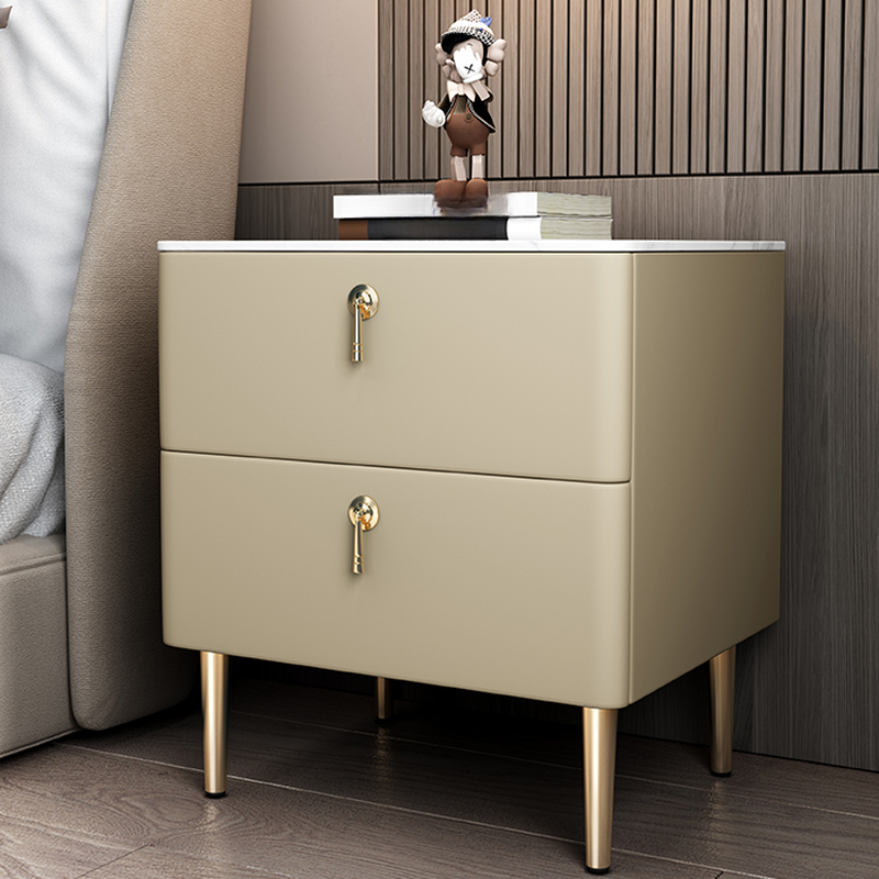 Minimalist 2-Drawer Stone Countertop Bedside Cabinet with Legs - image 9