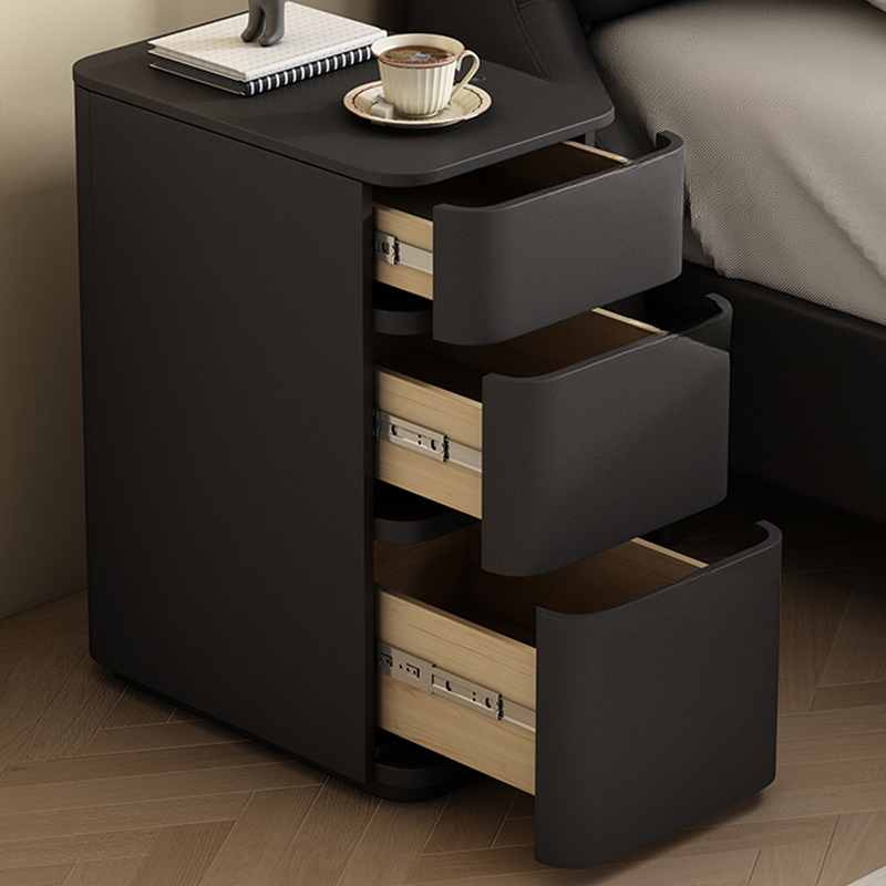 Stylish 3 Tiers Nightstand With Drawer Storage in Artificial Leather - image 10