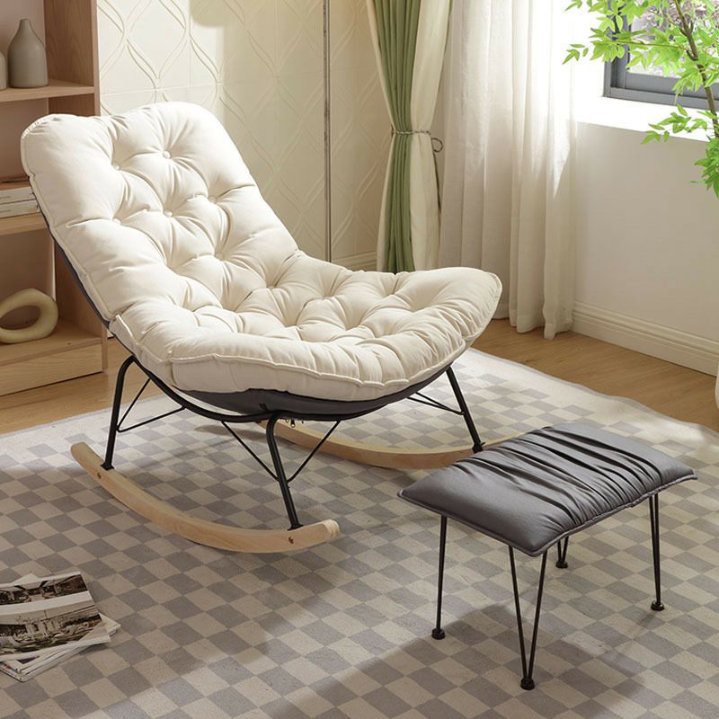 Upholstered Rocking Chair with Wood Legs - Armless Design, Resistant to Scratches and Stains - image 8