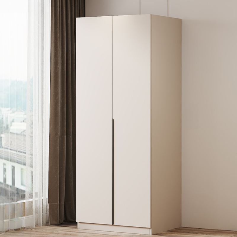 Modish Manufactured Wood Independent Armoire Cabinet with Interior Shelves and Clothing Rod