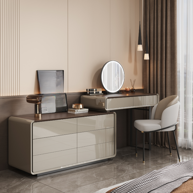 Multi-Purpose Vanity Set with Lighting, Scalable Telescopic Design, Push-Pull 2-in-1 Vanity, Adjustable Touch and Brightness